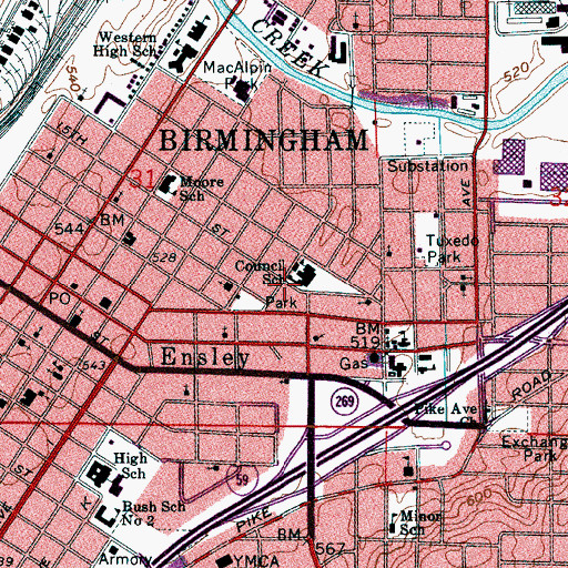 Topographic Map of Abyssinia Baptist Church, AL