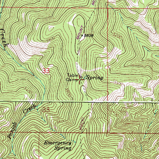 Topographic Map of Tablecamp Spring, WA