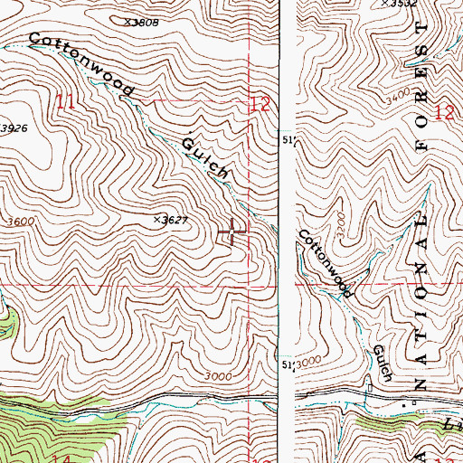 Topographic Map of Cottonwood Spring, WA