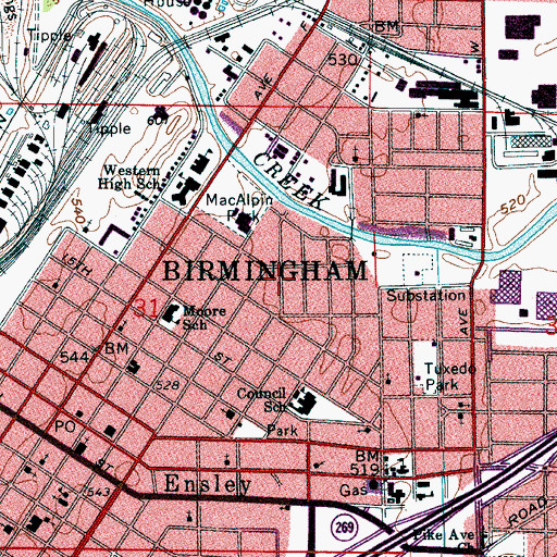 Topographic Map of Saint James Baptist Church, AL