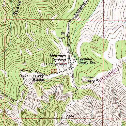 Topographic Map of Godman Campground, WA