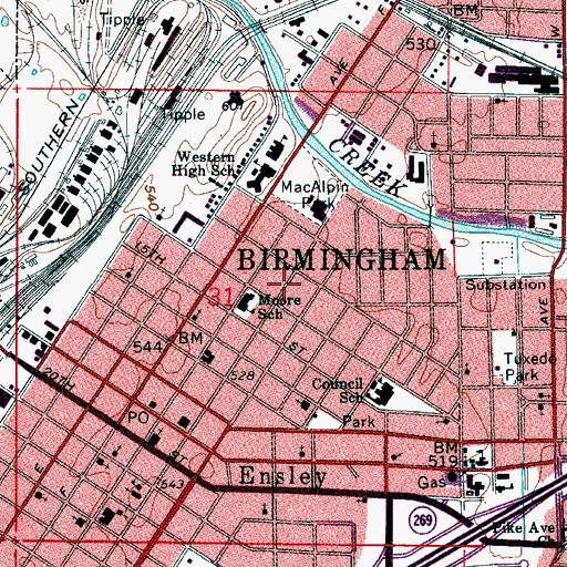Topographic Map of Little Italy, AL