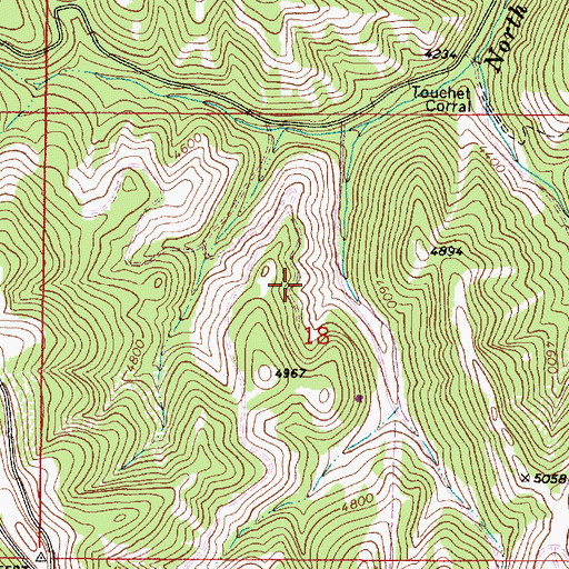 Topographic Map of Bluewood Ski Area, WA