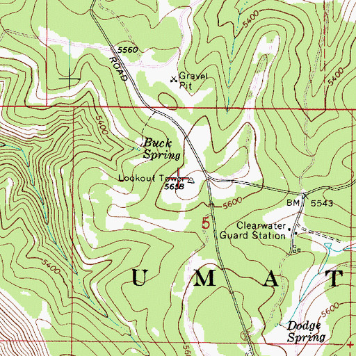 Topographic Map of Clearwater Lookout, WA