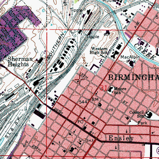 Topographic Map of Bethel African Methodist Episcopal Church, AL