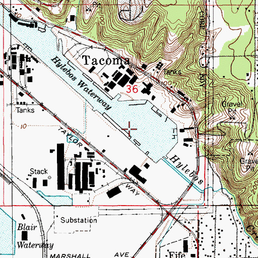 Topographic Map of Upper Turning Basin, WA