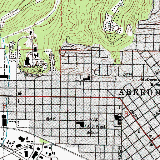 Topographic Map of Alexander Young Elementary School, WA