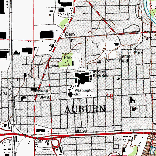 Topographic Map of Auburn High School, WA
