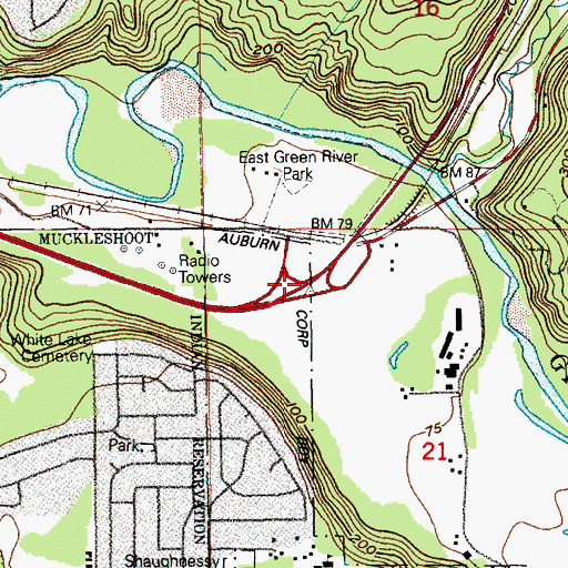Topographic Map of Auburn Black Diamond Road Interchange, WA