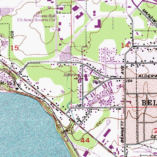 Topographic Map of Alderwood Elementary School, WA