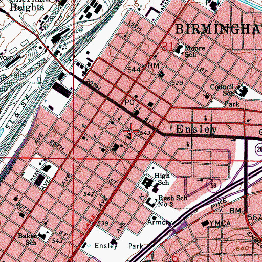 Topographic Map of Saint Anthony School, AL