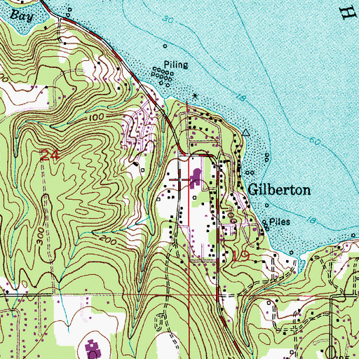 Topographic Map of Brownsville Elementary School, WA