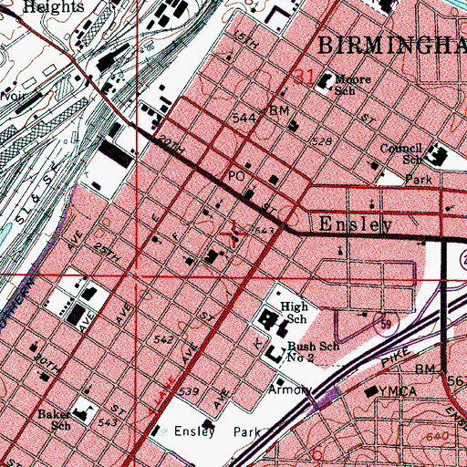 Topographic Map of Saint Anthony of Padua Catholic Church, AL