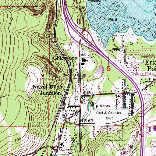 Topographic Map of Bremerton Christian School, WA