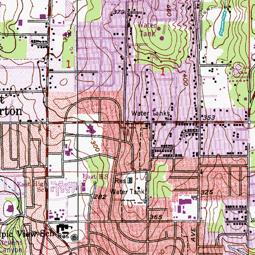 Topographic Map of Bataan Park, WA