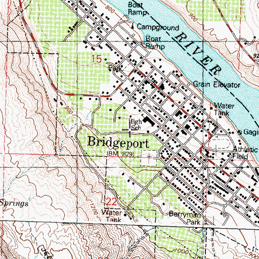 Topographic Map of Bridgeport High School, WA