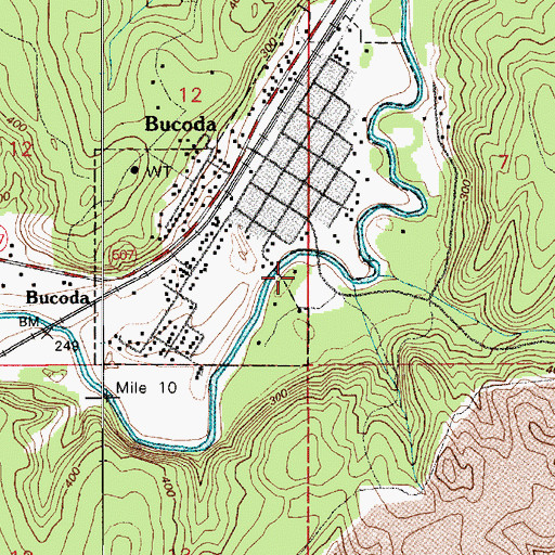 Topographic Map of Bucoda Volunteer Park, WA