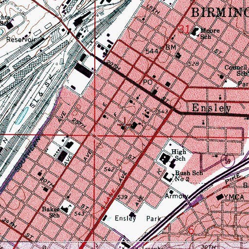 Topographic Map of Community Primitive Baptist Church, AL
