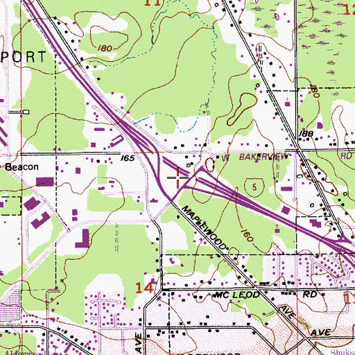 Topographic Map of Bakerview Interchange, WA