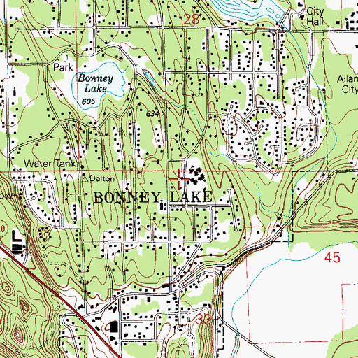 Topographic Map of Bonney Lake Elementary School, WA
