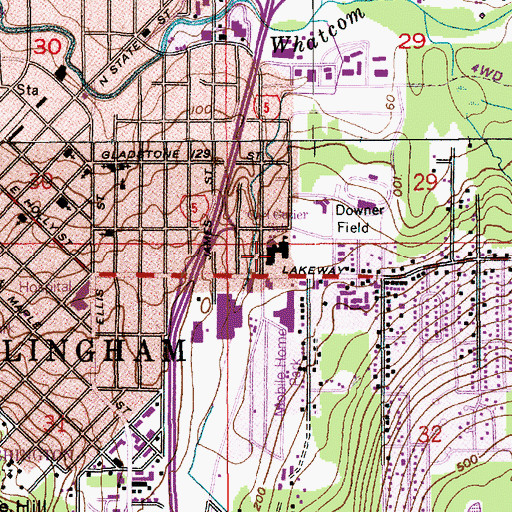 Topographic Map of Carl Cozier Elementary School, WA