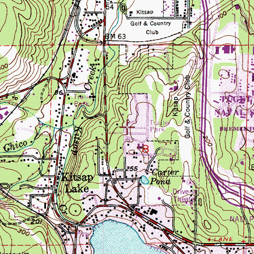 Topographic Map of Country Lane, WA