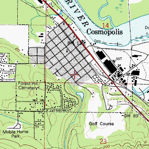 Topographic Map of Cosmopolis Elementary School, WA