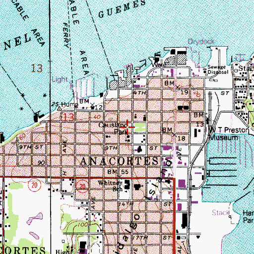 Topographic Map of Causland Park, WA