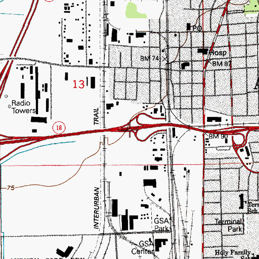 Topographic Map of C Street SW Interchange, WA