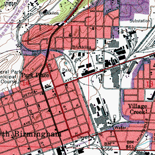 Topographic Map of Mounds (historical), AL
