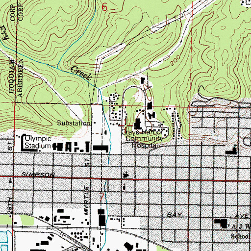 Topographic Map of Grays Harbor Community Hospital Main Campus, WA