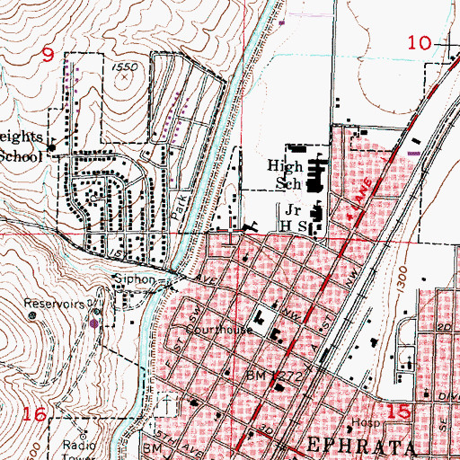 Topographic Map of Grant Elementary School, WA