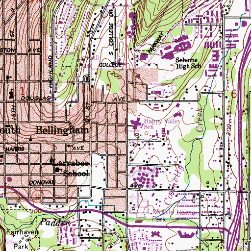 Topographic Map of Happy Valley Elementary School, WA