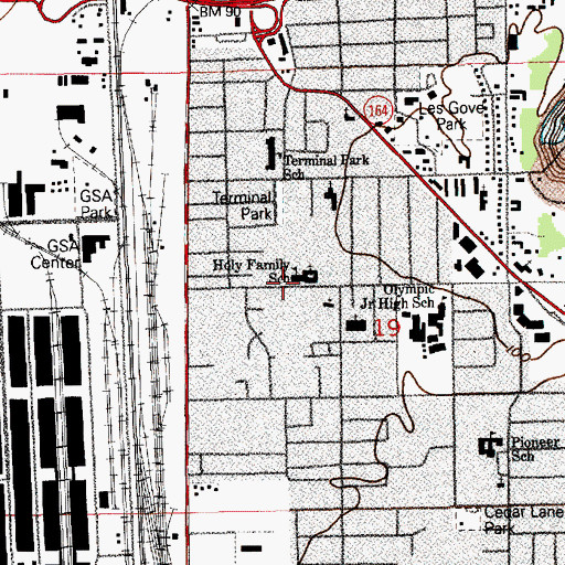 Topographic Map of Holy Family Catholic School, WA