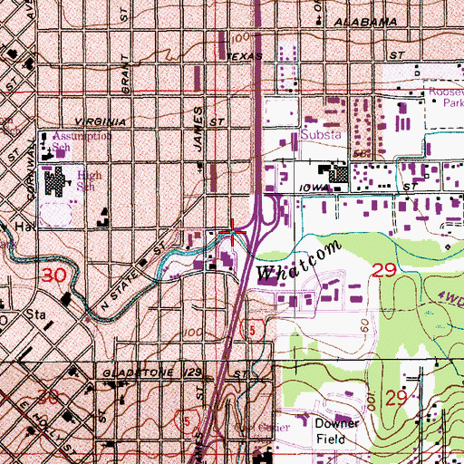 Topographic Map of Iowa Street Interchange, WA