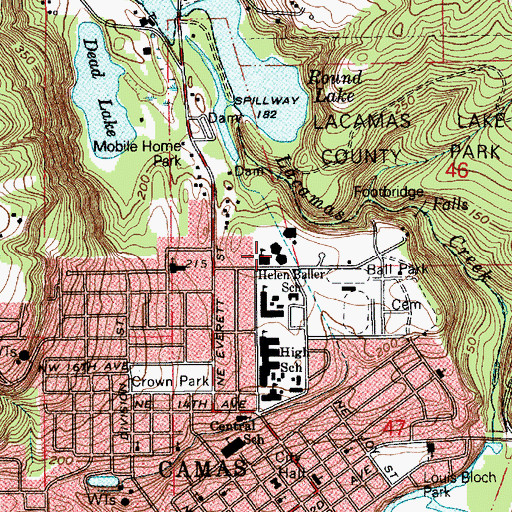 Topographic Map of James David Zellerbach Elementary School, WA