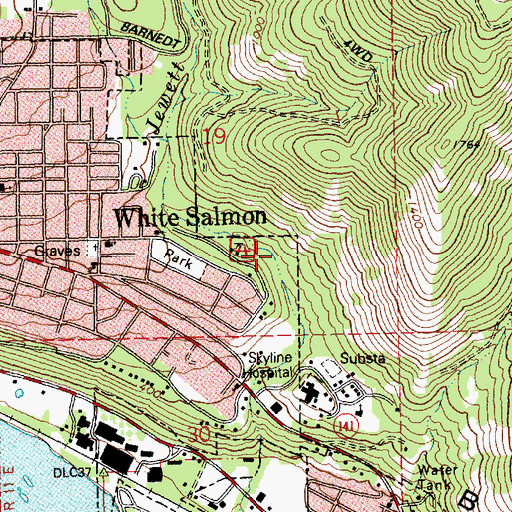 Topographic Map of Jewett Creek Park, WA
