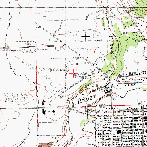 Topographic Map of Klickitat County Fairgrounds, WA