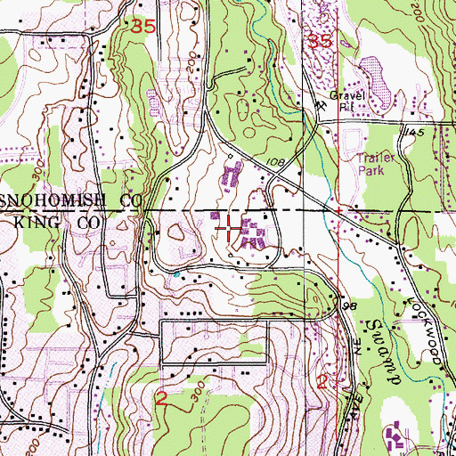 Topographic Map of Kenmore Junior High School, WA