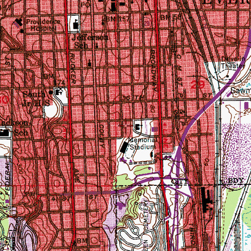 Topographic Map of Longfellow Elementary School, WA