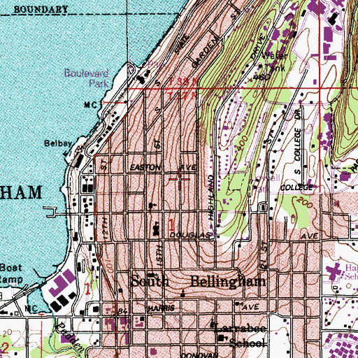 Topographic Map of Lowell Park, WA