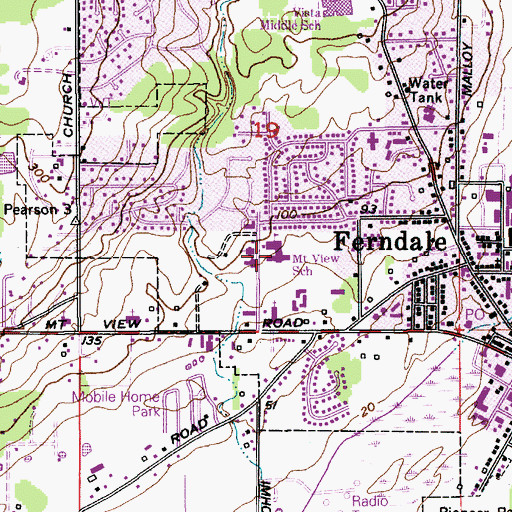 Topographic Map of Mountain View Elementary School, WA