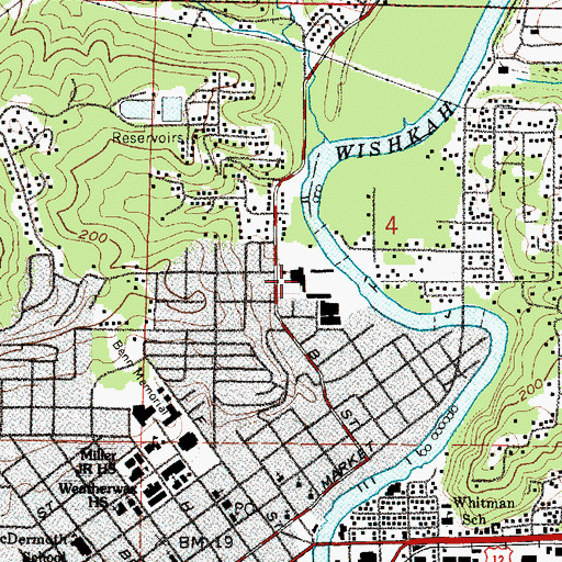 Topographic Map of Miller Natatorium and Gym/Stewart Field Complex, WA