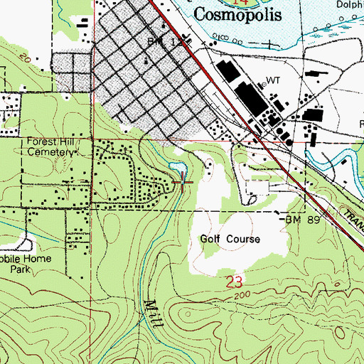 Topographic Map of Mill Creek Park, WA