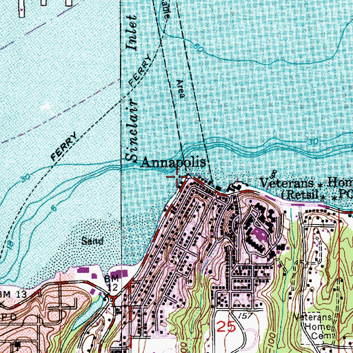 Topographic Map of Mitchell Point, WA
