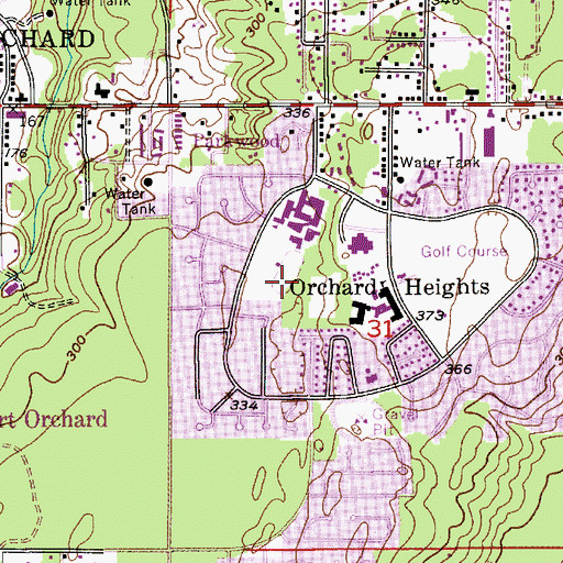 Topographic Map of Marcus Whitman Junior High School, WA