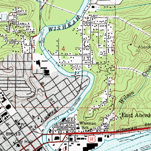 Topographic Map of North Aberdeen Bridge, WA