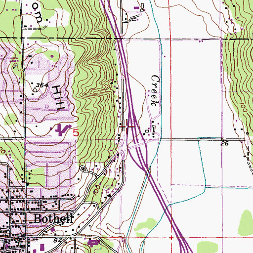 Topographic Map of North Creek Interchange, WA