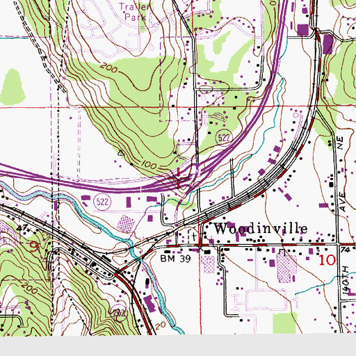 Topographic Map of One hundred thirty second Avenue Northeast Interchange, WA