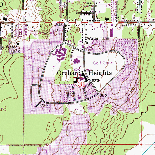 Topographic Map of Orchard Heights Elementary School, WA